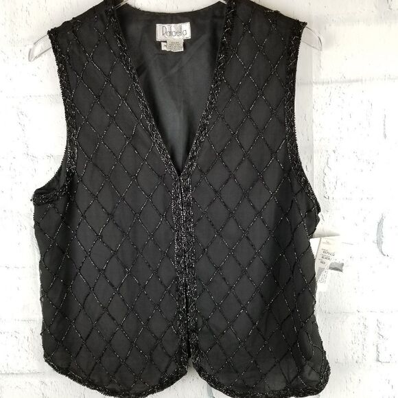 NWT...Rafaella 100% Silk Beaded Vest. Size M - Picture 1 of 8